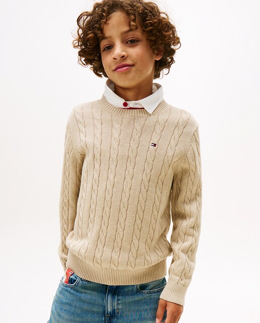 Imagen 0 de Jersey de niño de cable y cuello redondo