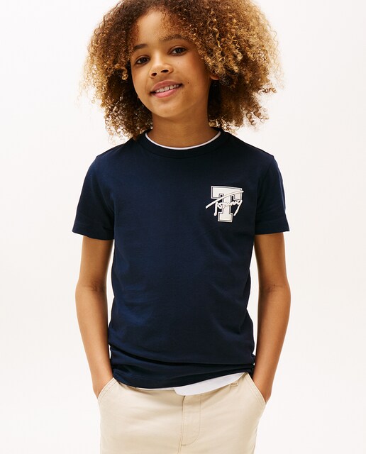 Imagen 0 de Camiseta de niño lisa de manga corta con logo en el pecho