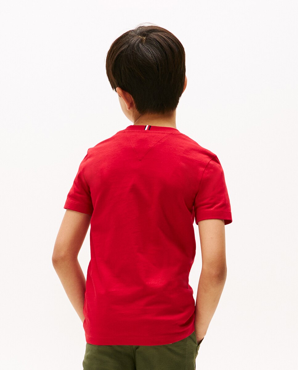 T-shirt de Bebé com Manga Curta e Logótipo Estilo Varsity Tommy Hilfiger Vermelho-2