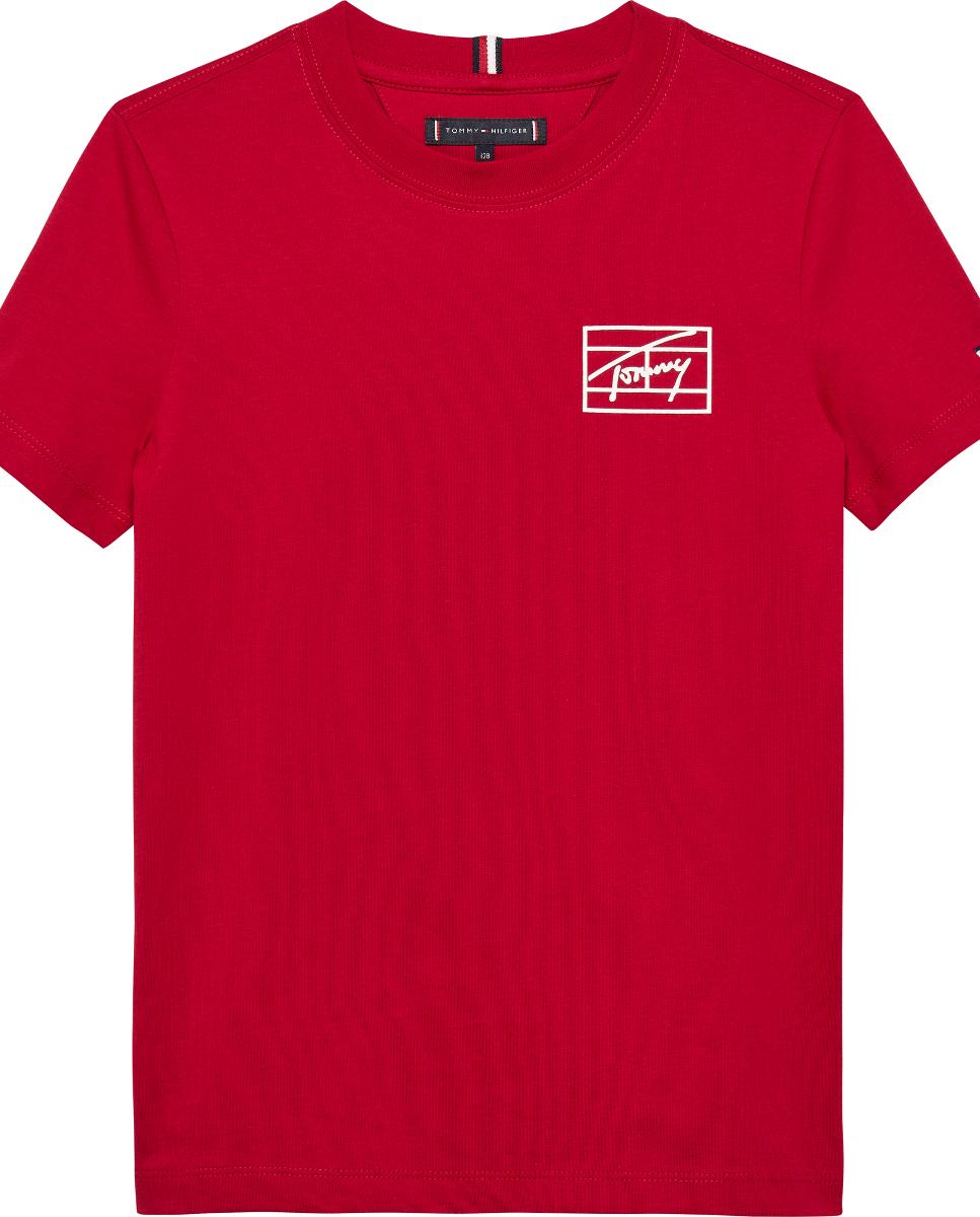 T-shirt de Bebé com Manga Curta e Logótipo Estilo Varsity Tommy Hilfiger Vermelho-5