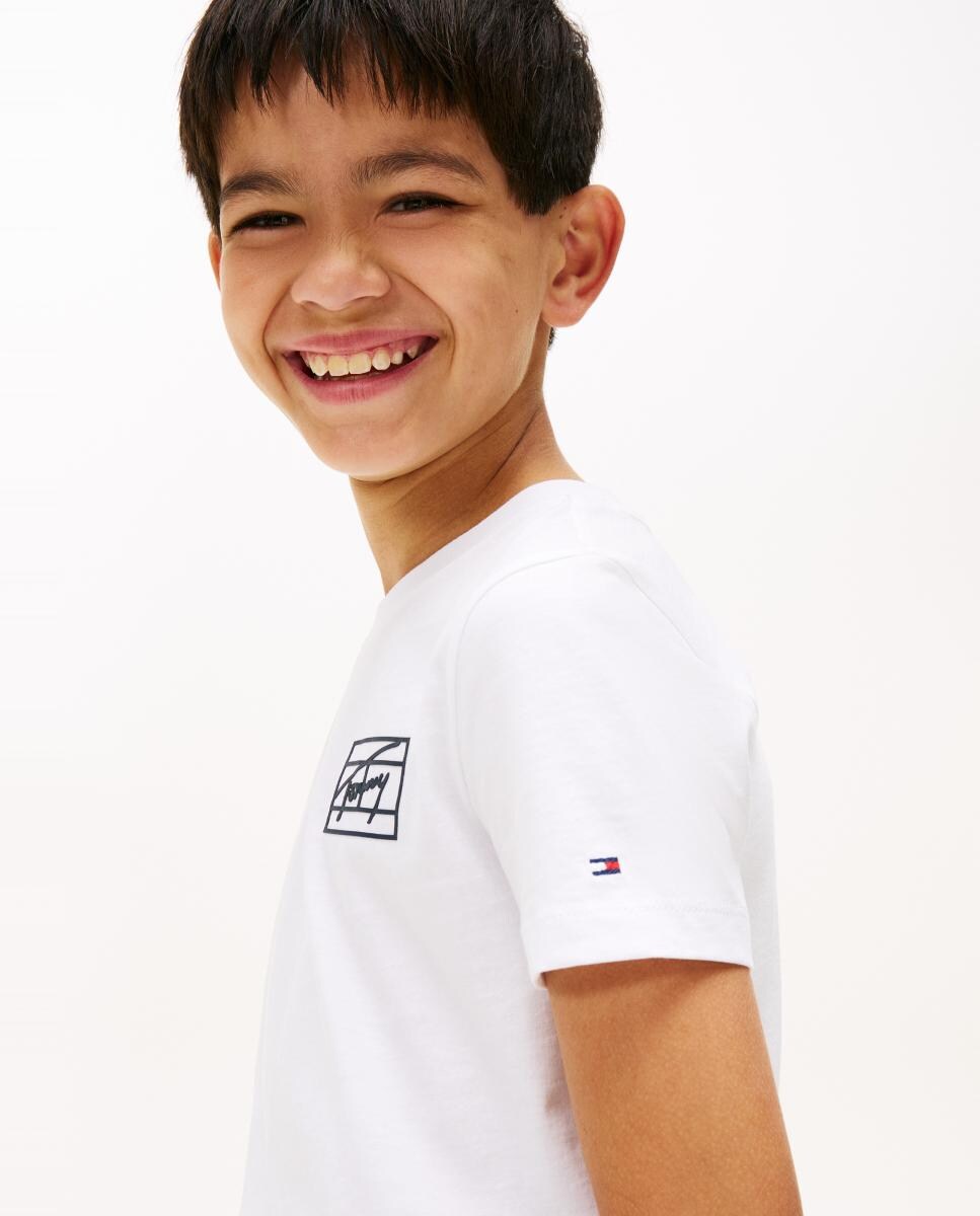 T-shirt de Manga Curta com Logótipo Estilo Varsity Branco-3