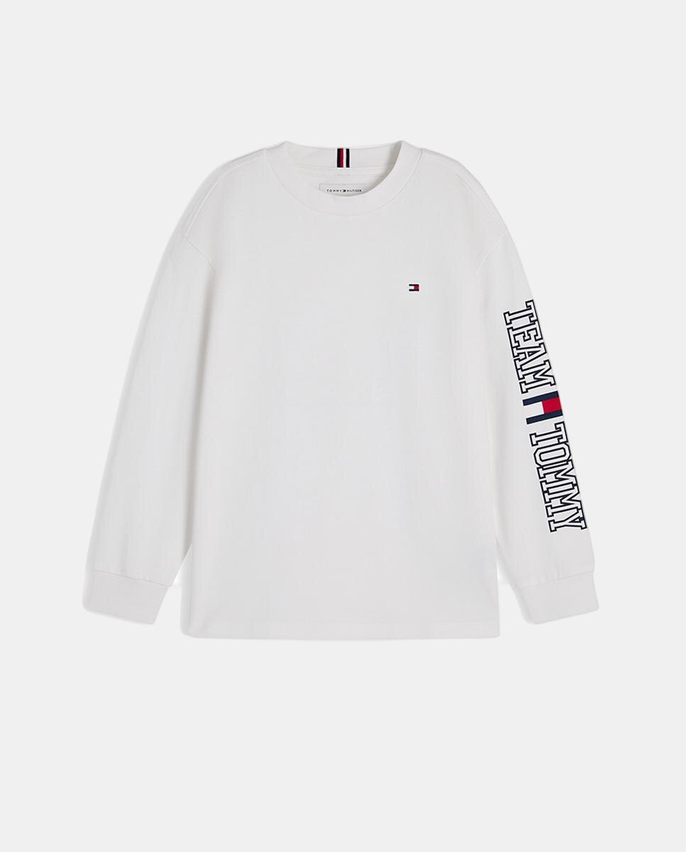 Camiseta de niño de manga larga con logo en la manga - Tommy Hilfiger - Blanco Blanco-1