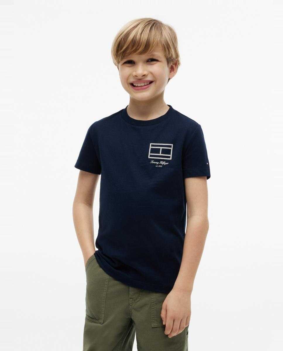 Camiseta de niño de manga corta con logo en el pecho - Tommy Hilfiger - Azul marino Azul marino-1