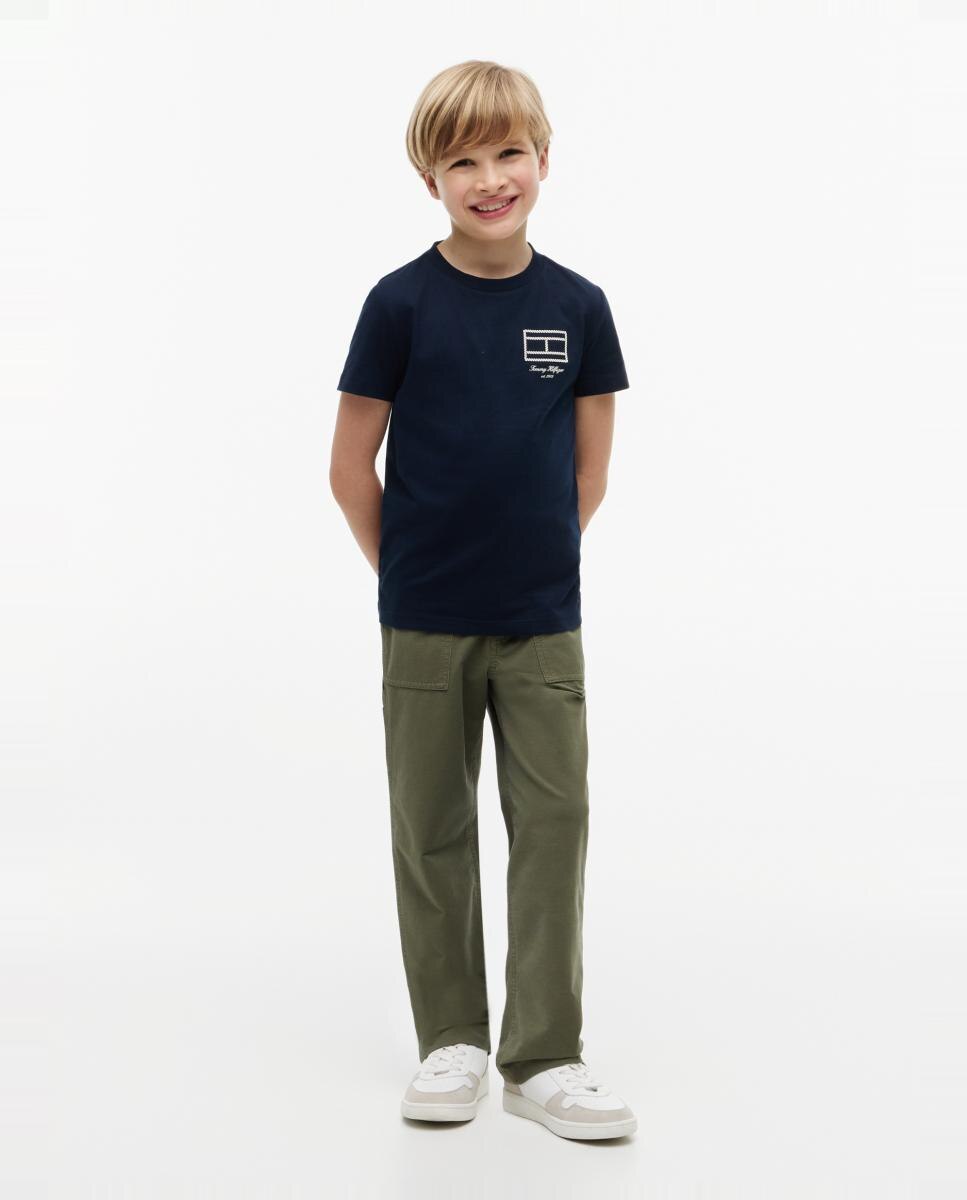Camiseta de niño de manga corta con logo en el pecho - Tommy Hilfiger - Azul marino Azul marino-4