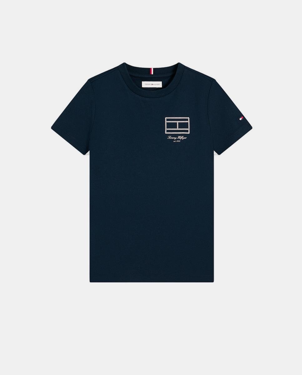 Camiseta de niño de manga corta con logo en el pecho - Tommy Hilfiger - Azul marino Azul marino-5