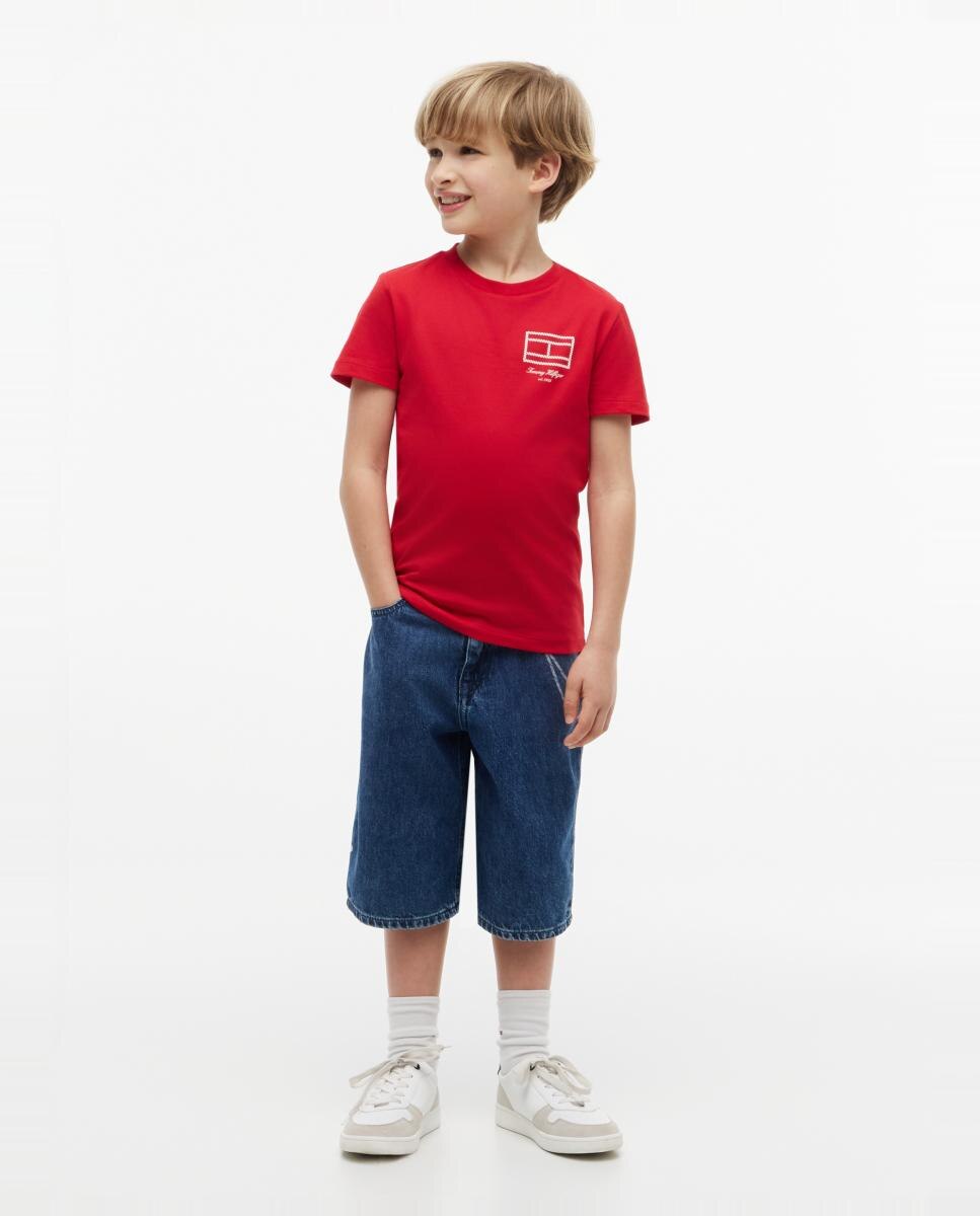 Camiseta de niño de manga corta con logo en el pecho - Tommy Hilfiger - Rojo Rojo-4