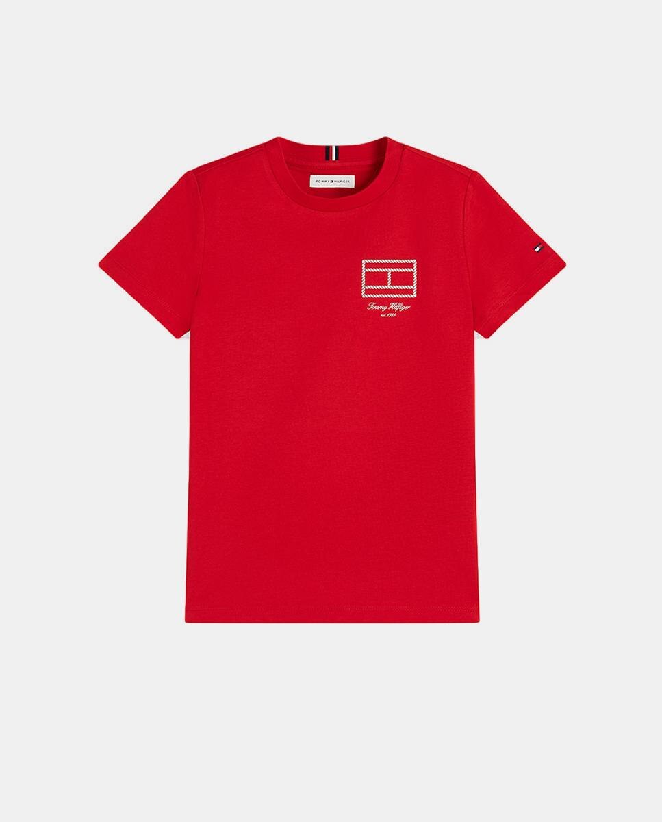 Camiseta de niño de manga corta con logo en el pecho - Tommy Hilfiger - Rojo Rojo-5