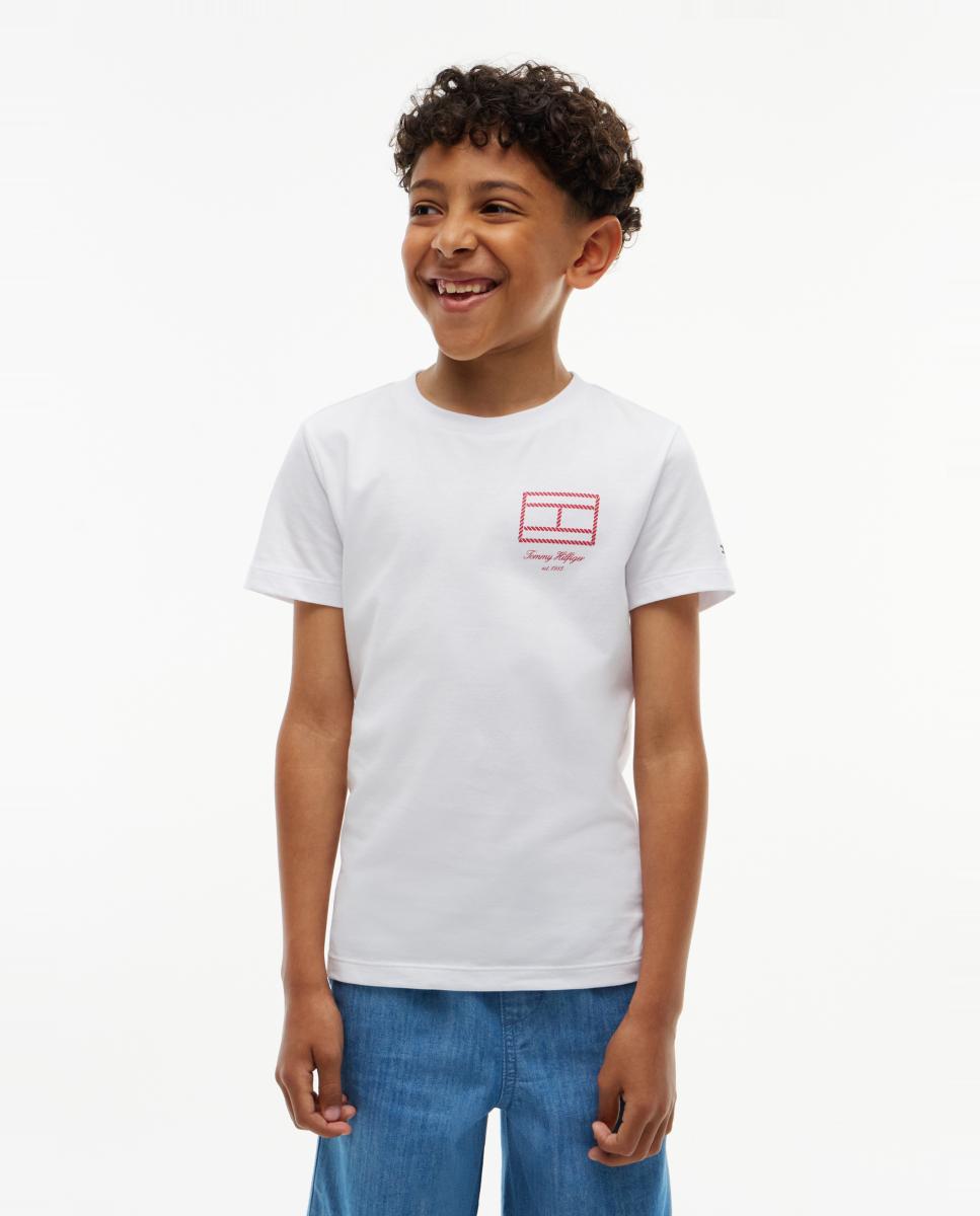 Camiseta de niño de manga corta con logo en el pecho - Tommy Hilfiger - Blanco Blanco-1