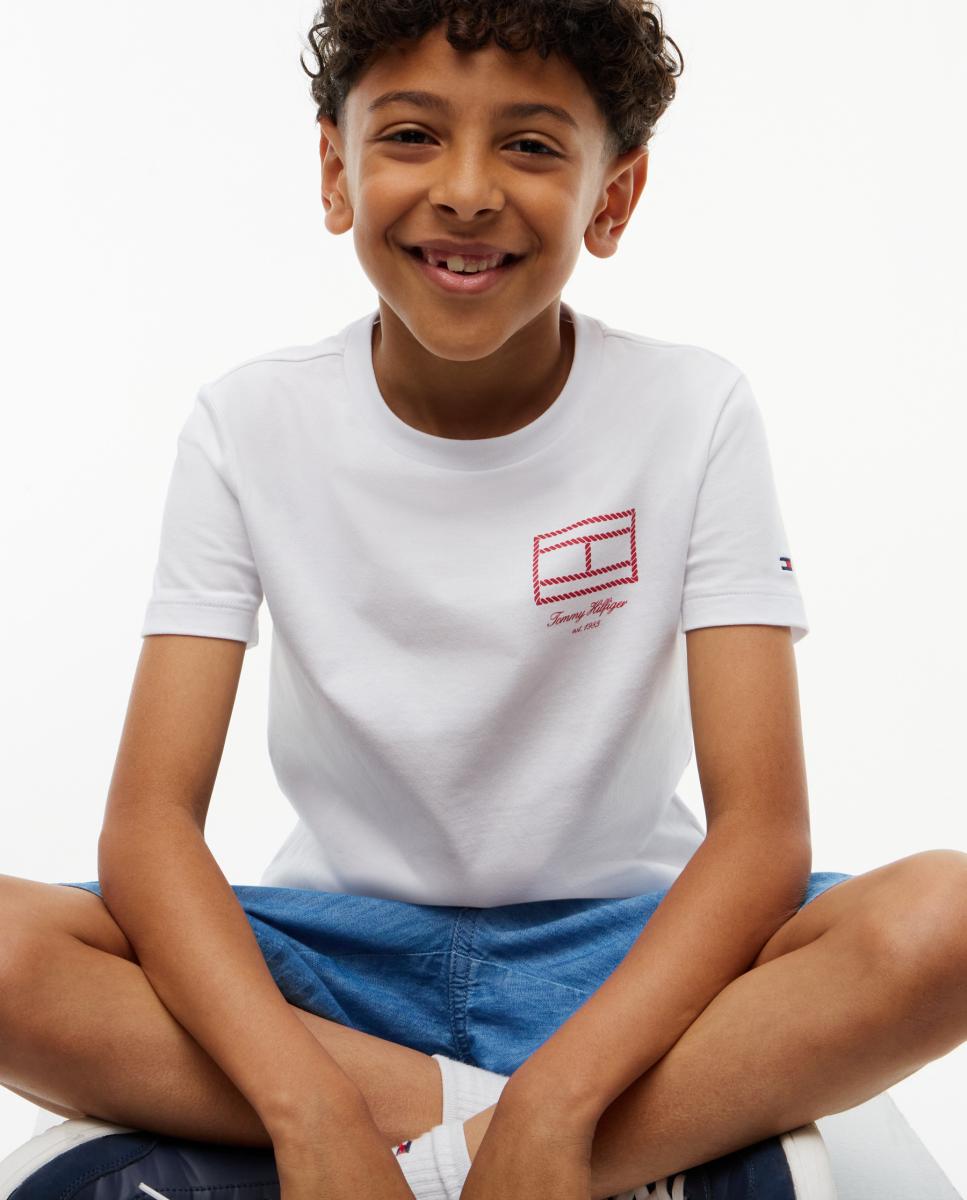 Camiseta de niño de manga corta con logo en el pecho - Tommy Hilfiger - Blanco Blanco-3