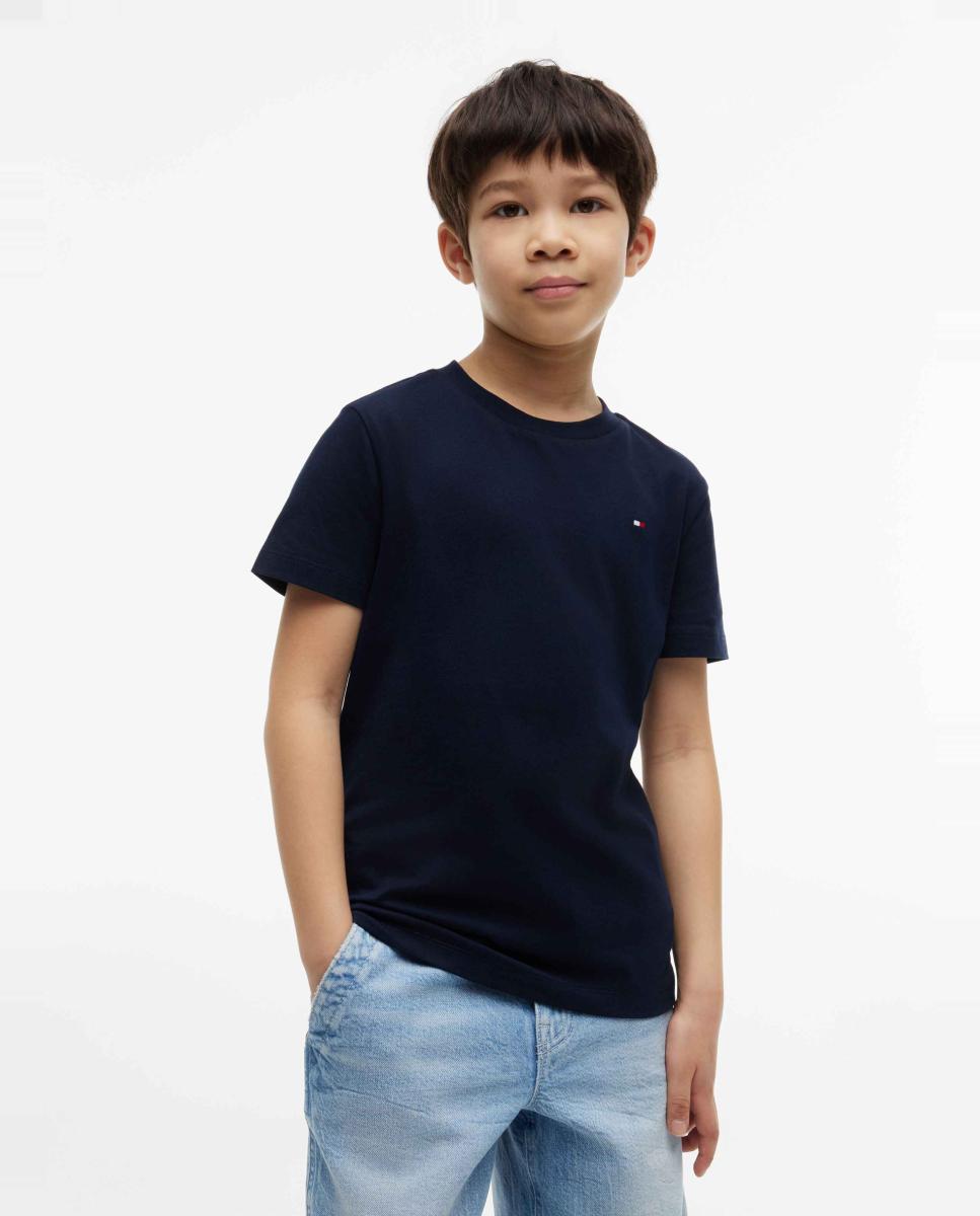Camiseta de niño de manga corta con logo bordado en la espalda - Tommy Hilfiger - Azul marino Azul marino-1