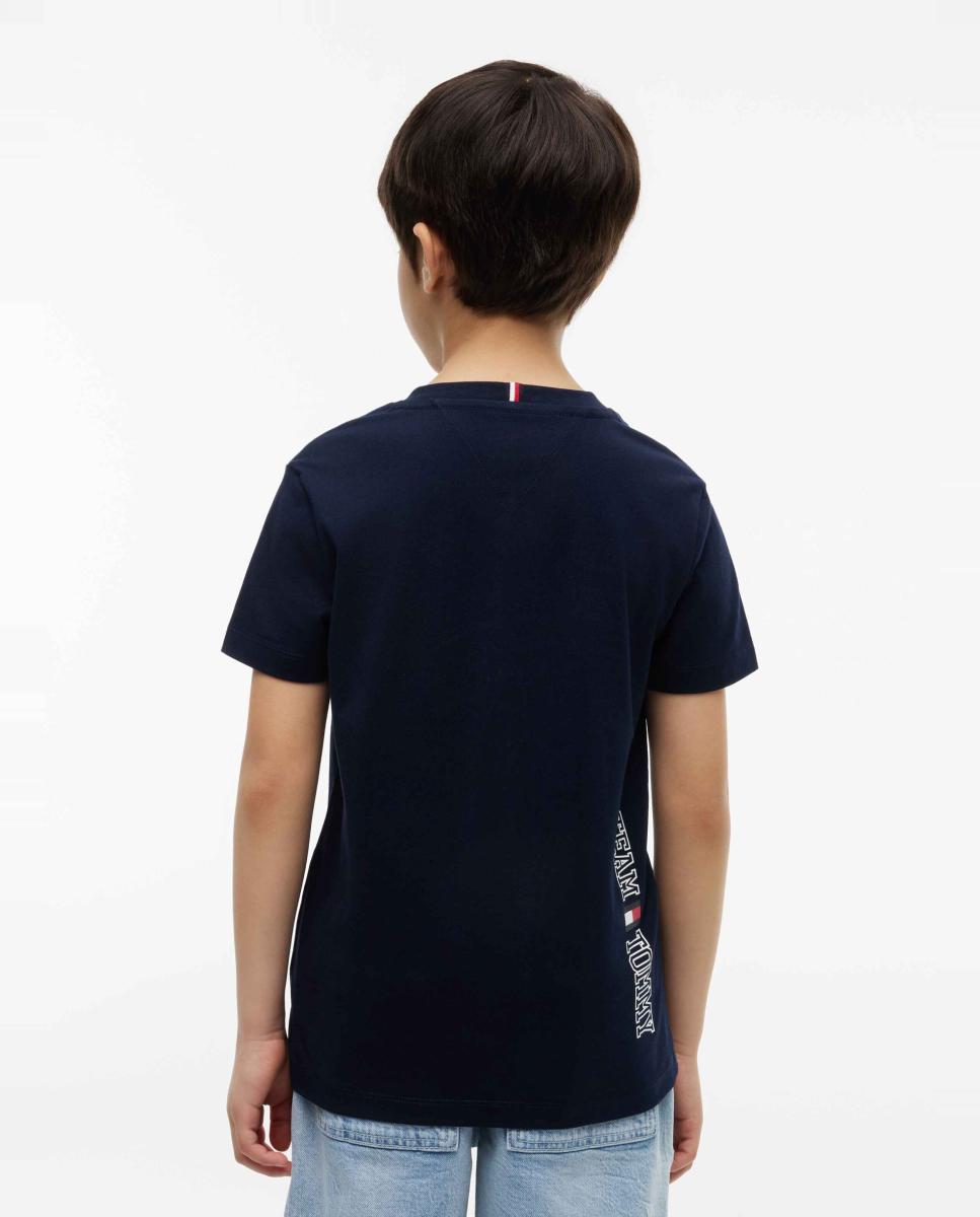 Camiseta de niño de manga corta con logo bordado en la espalda - Tommy Hilfiger - Azul marino Azul marino-2