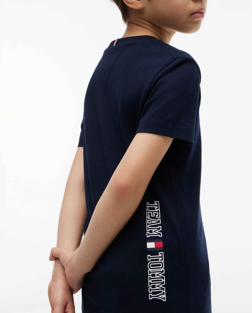 Camiseta de niño de manga corta con logo bordado en la espalda - Tommy Hilfiger - Azul marino Azul marino-3