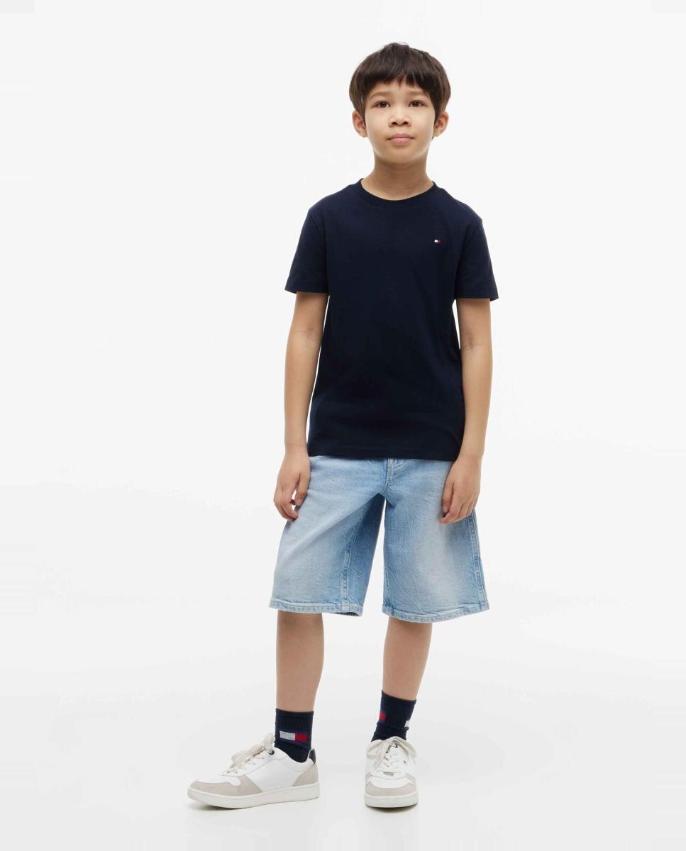 Camiseta de niño de manga corta con logo bordado en la espalda - Tommy Hilfiger - Azul marino Azul marino-4