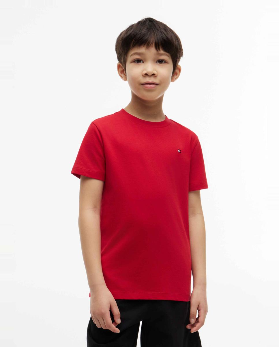 Camiseta de niño de manga corta con logo bordado en la espalda - Tommy Hilfiger - Rojo Rojo-1