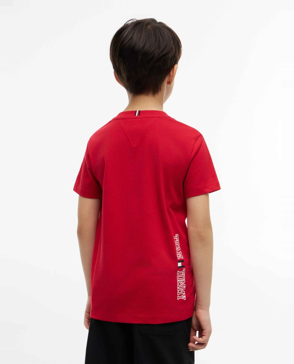 Camiseta de niño de manga corta con logo bordado en la espalda - Tommy Hilfiger - Rojo Rojo-2