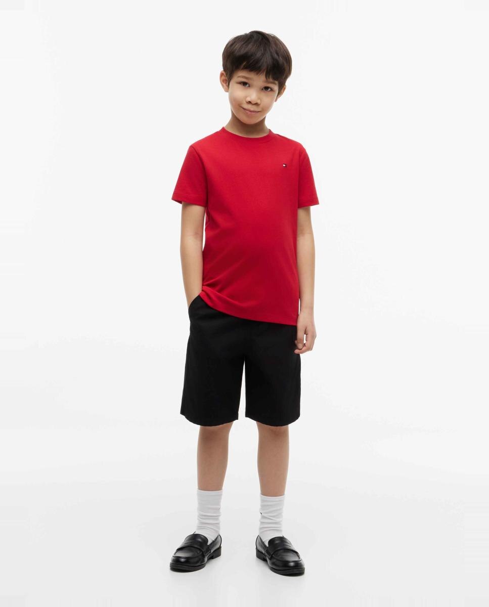 Camiseta de niño de manga corta con logo bordado en la espalda - Tommy Hilfiger - Rojo Rojo-4