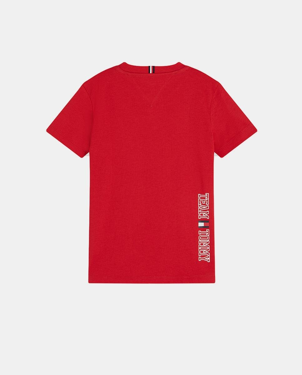 Camiseta de niño de manga corta con logo bordado en la espalda - Tommy Hilfiger - Rojo Rojo-6