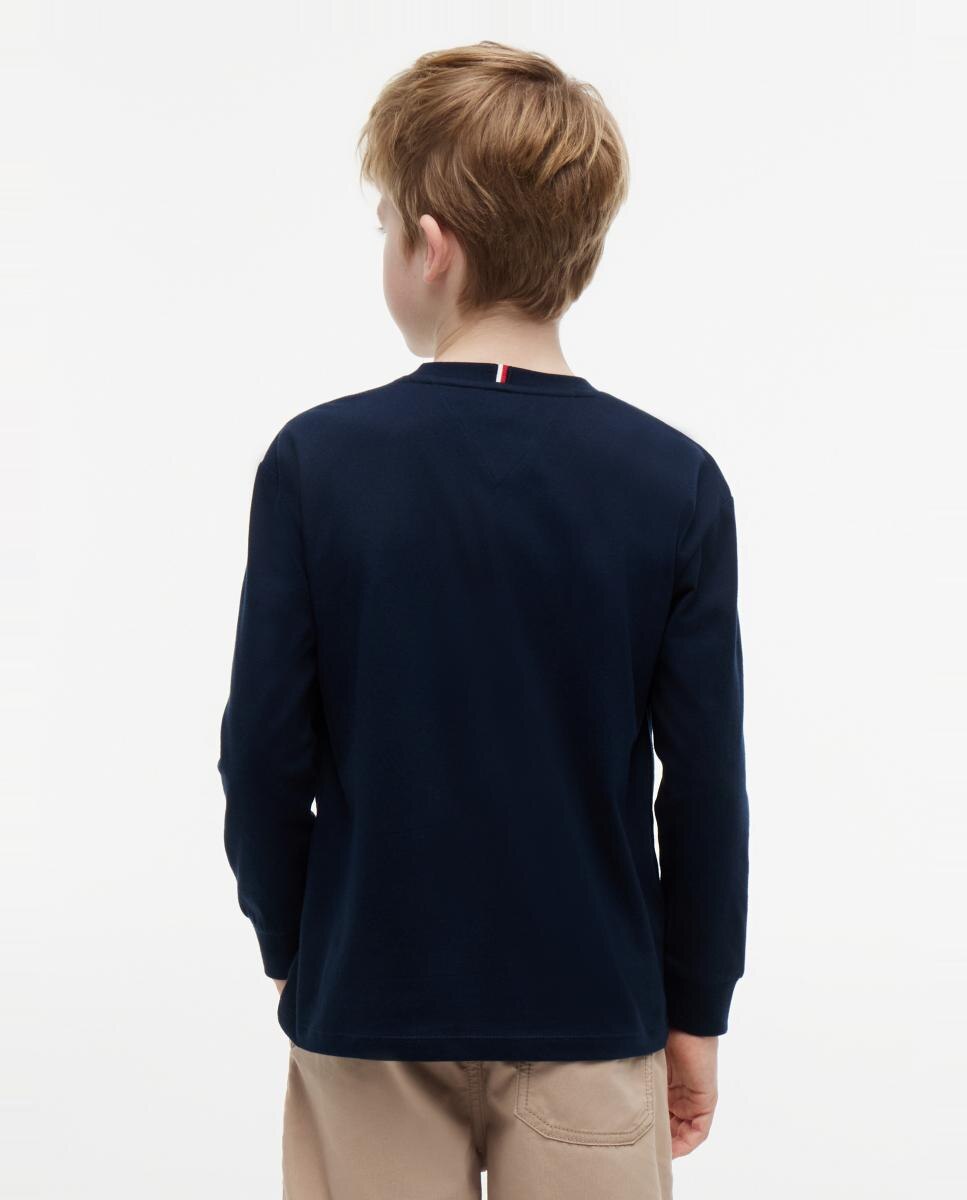 Camiseta de niño de manga larga con bandera bordada en el pecho - Tommy Hilfiger - Azul Azul-2