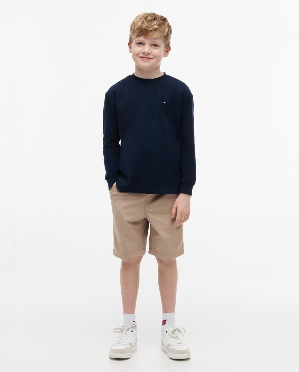 Camiseta de niño de manga larga con bandera bordada en el pecho - Tommy Hilfiger - Azul Azul-4