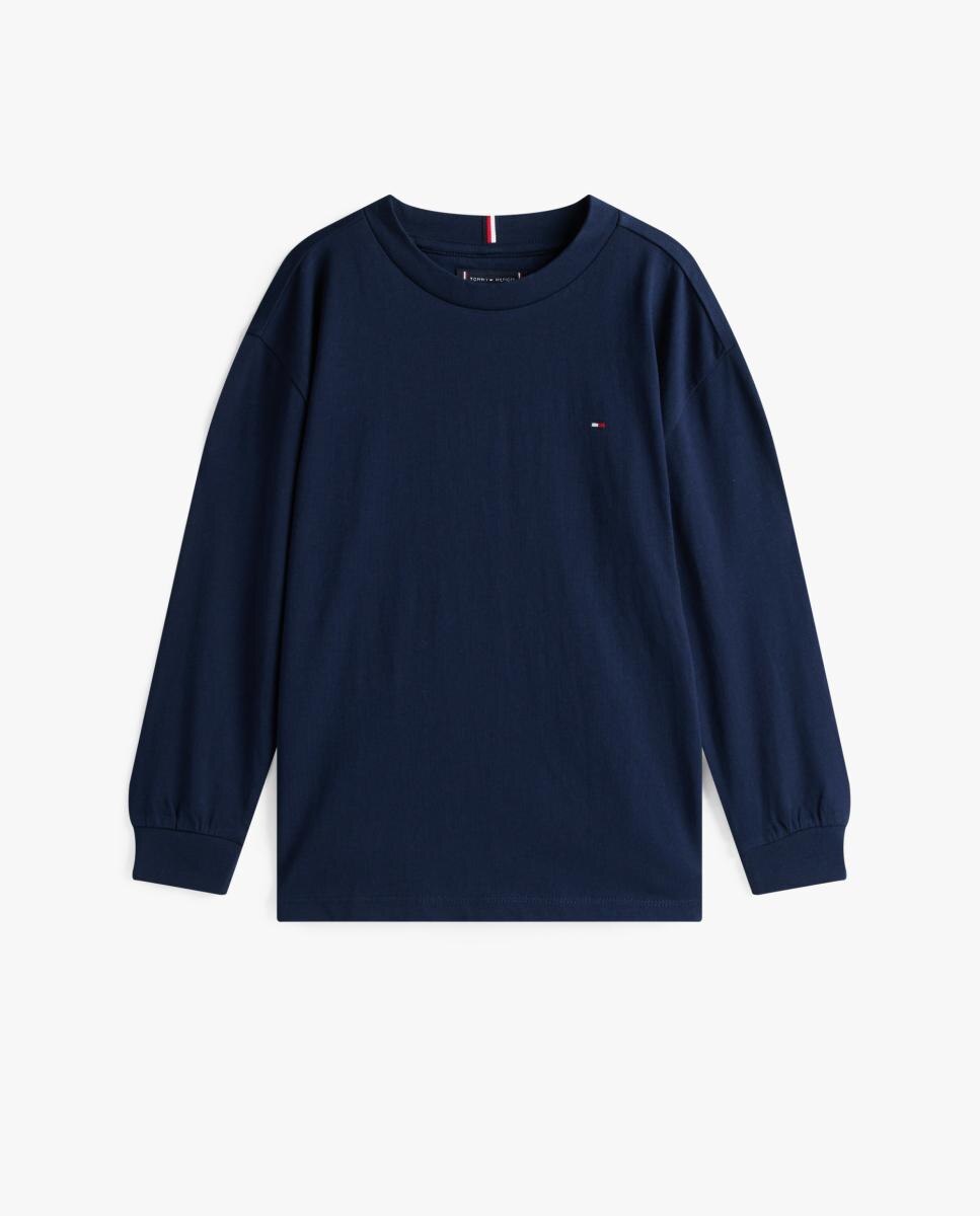 Camiseta de niño de manga larga con bandera bordada en el pecho - Tommy Hilfiger - Azul Azul-6