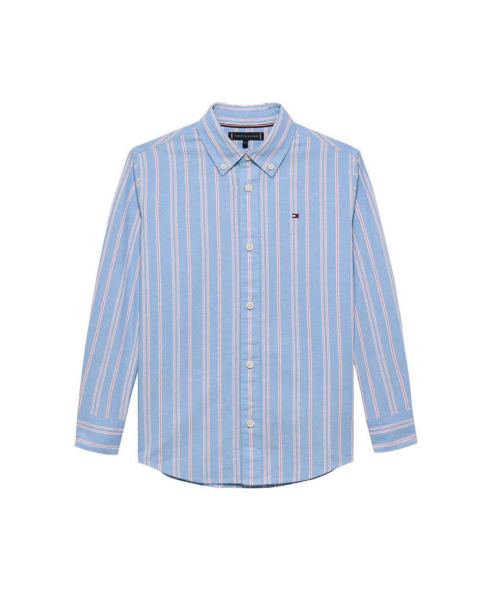 Camisa Abotoada de Bebé às Riscas Azul-1