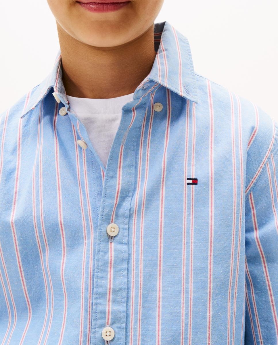 Camisa Abotoada às Riscas Azul-3