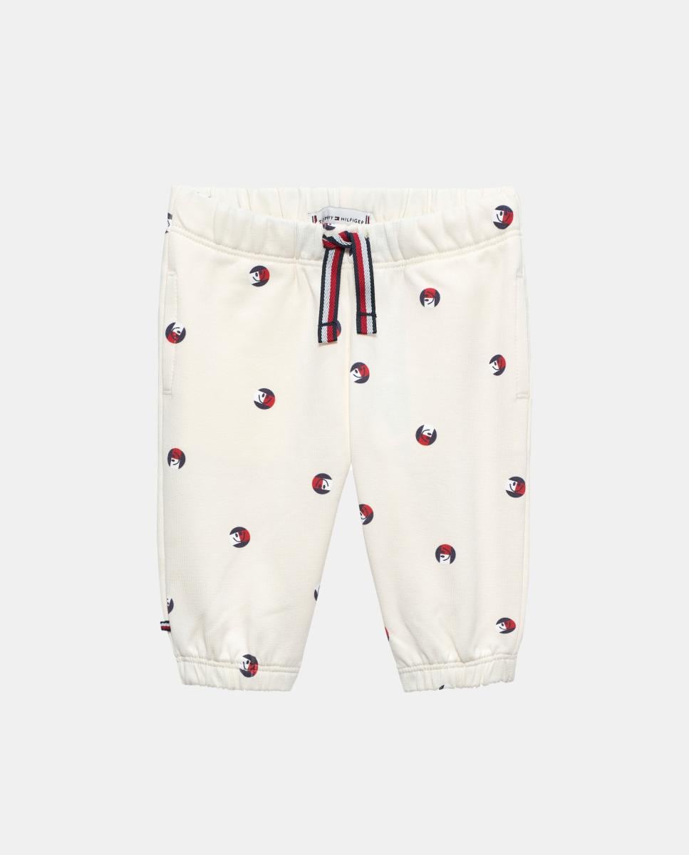 Calças de Bebé com Mini Estampado da Marca Branco-1