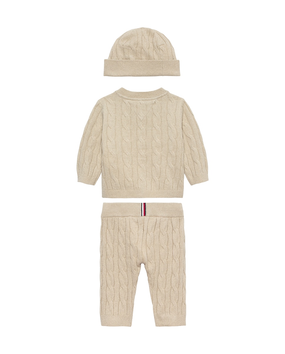 Conjunto de Três Peças de Malha de Bebé Tommy Hilfiger Castanho-2