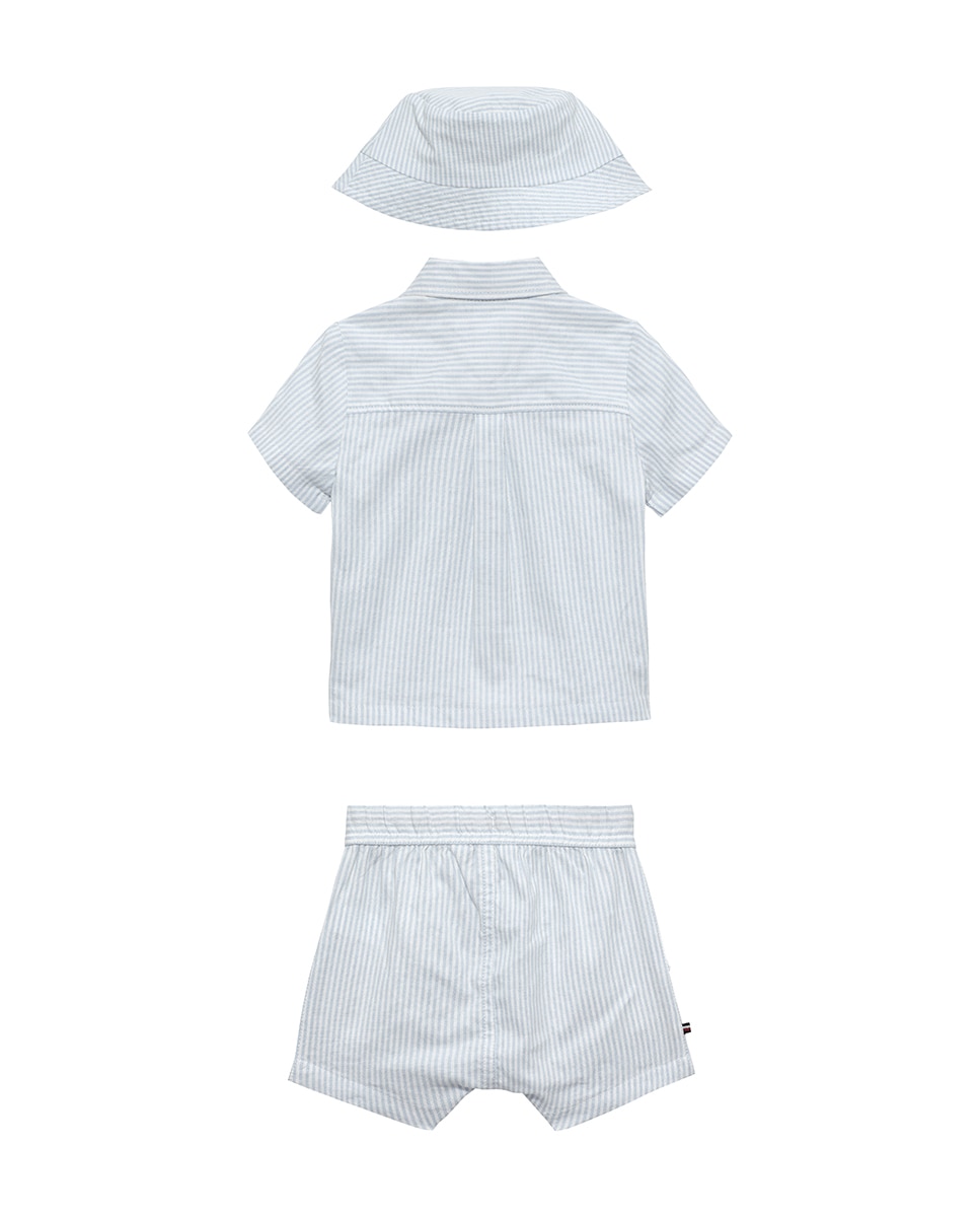Conjunto de Bebé com Camisa, Calções e Chapéu Azul-2