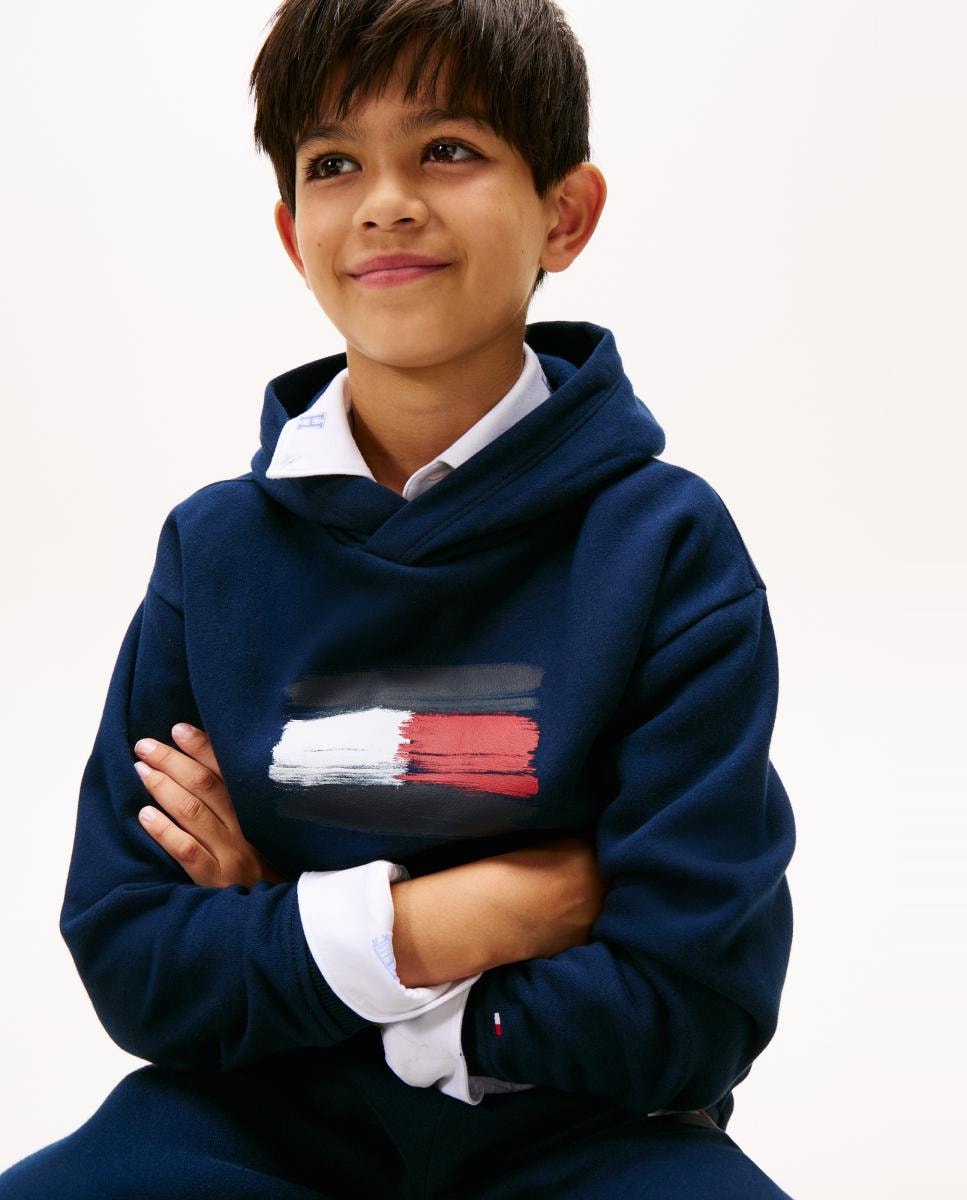 Sweatshirt com capuz e logótipo à frente Azul-marinho-3