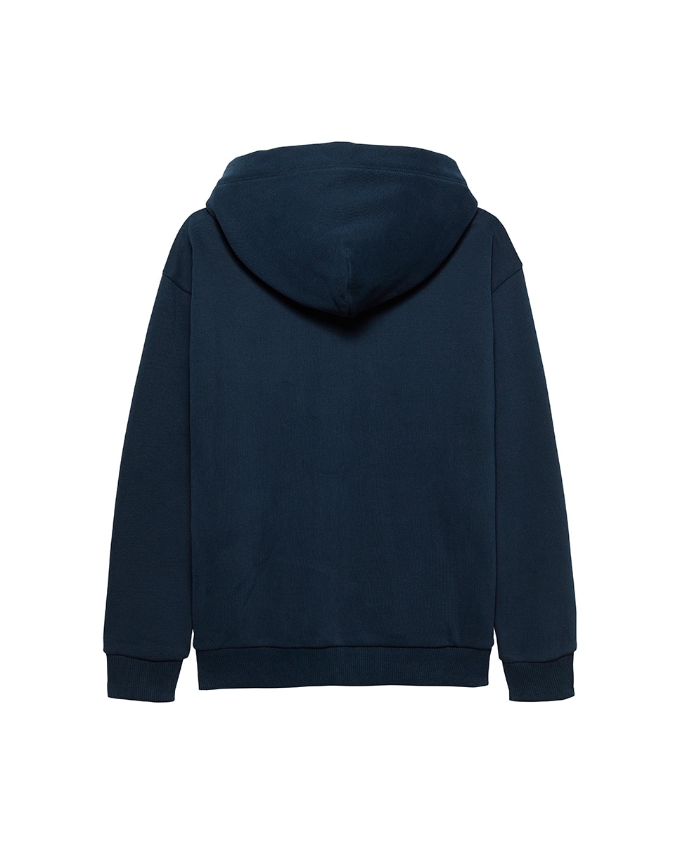 Sweatshirt de Bebé com Capuz e Logótipo Pequeno Azul-2