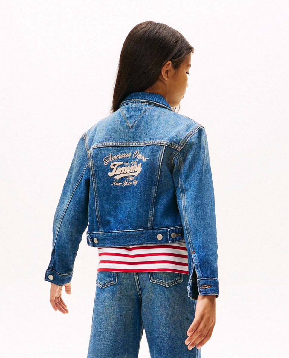 Blusão de Ganga com Logótipo nas Costas Azul-2