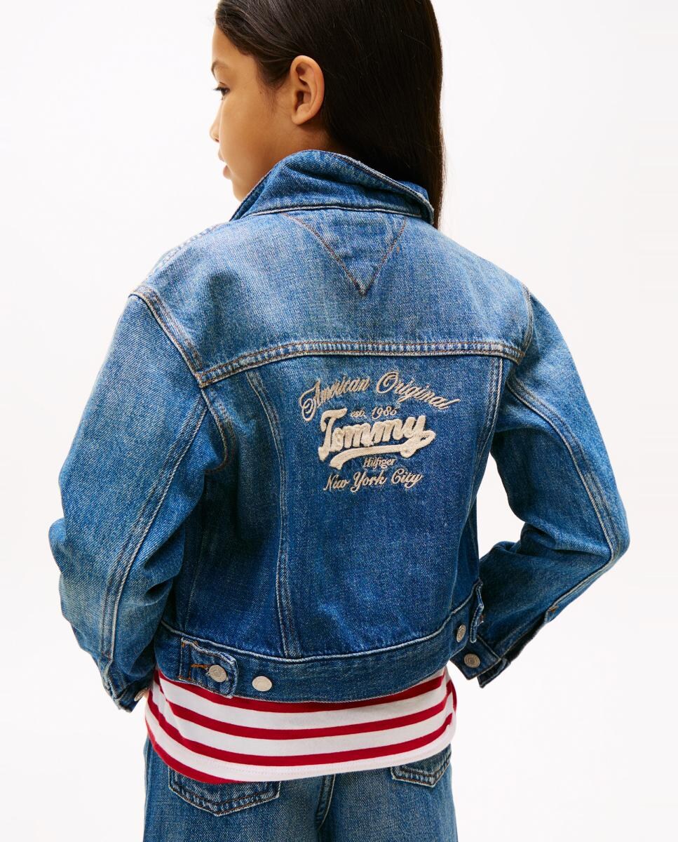 Blusão de Ganga com Logótipo nas Costas Azul-3