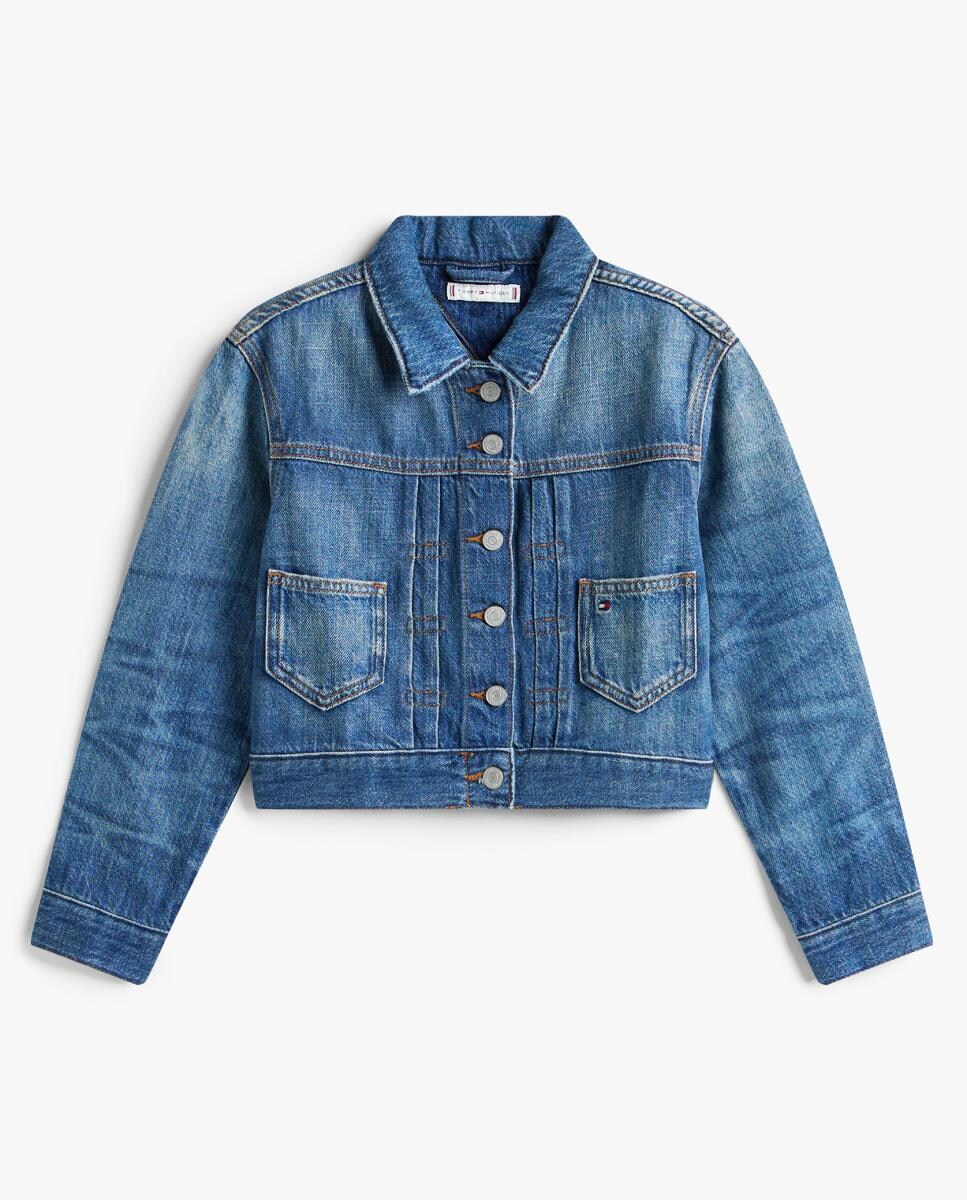 Blusão de Ganga com Logótipo nas Costas Azul-5