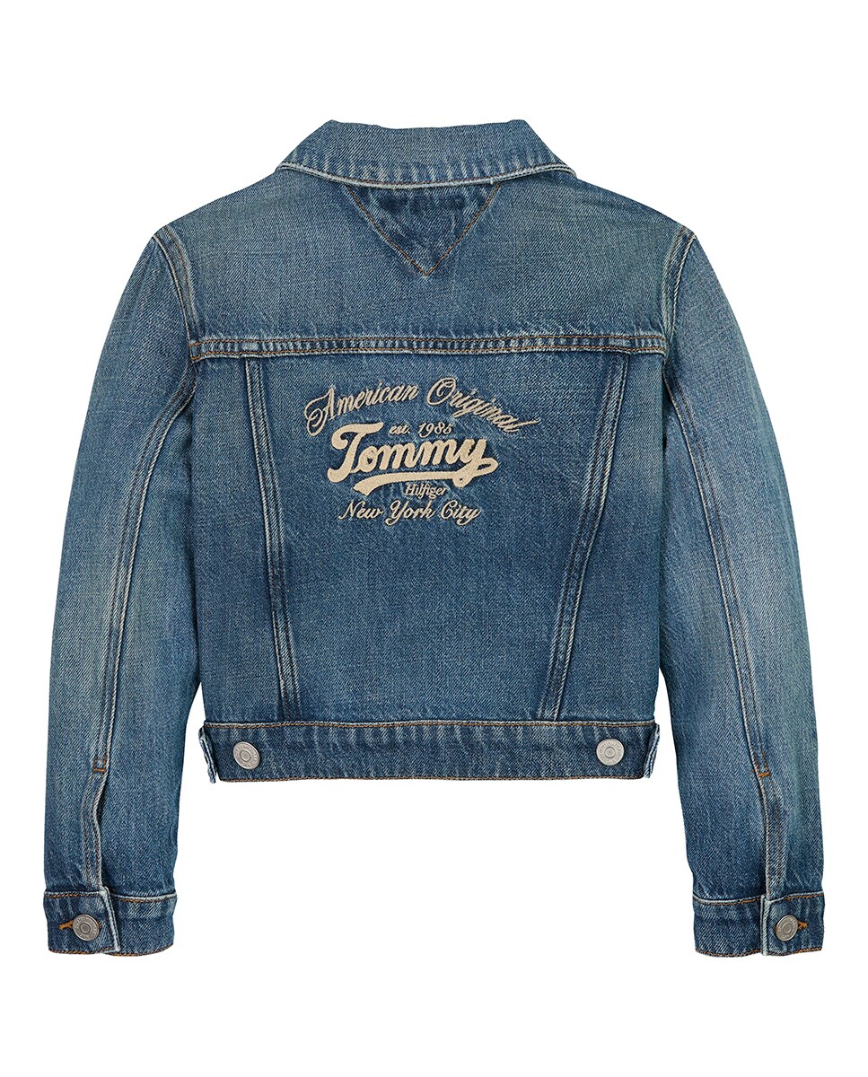 Blusão de Ganga com Logótipo nas Costas Azul-6