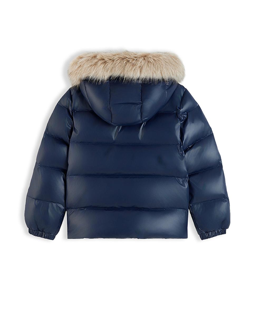 Imagen 2 de Plumífero de niña con capucha y pelo - Tommy Hilfiger - Azul Azul