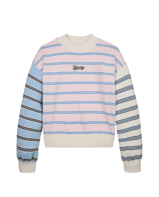Imagen 0 de Jersey de niña de rayas colorblock con logo en el pecho
