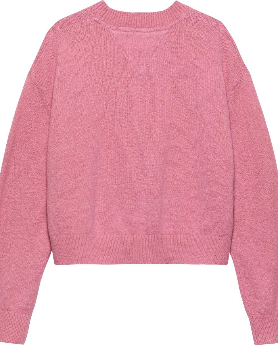 Camisola de Malha com Logótipo da Marca e Decote Redondo Rosa-6