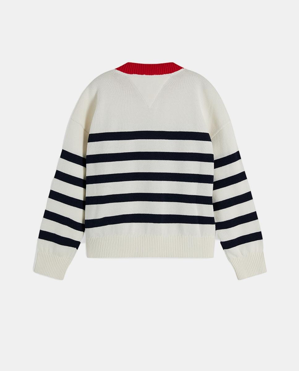 Jersey de niña a rayas con botones en el hombro - Tommy Hilfiger - Blanco Blanco-2