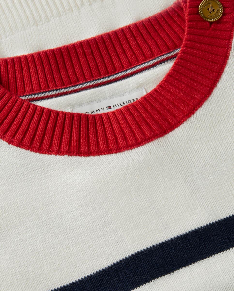 Jersey de niña a rayas con botones en el hombro - Tommy Hilfiger - Blanco Blanco-3