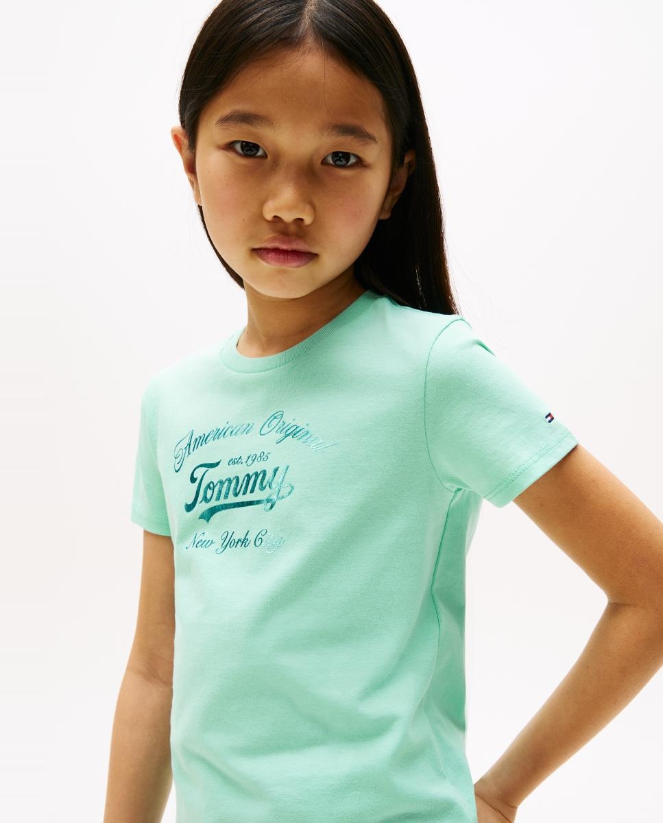 T-shirt de Manga Curta com Decote Redondo e Logótipo à Frente Verde-3