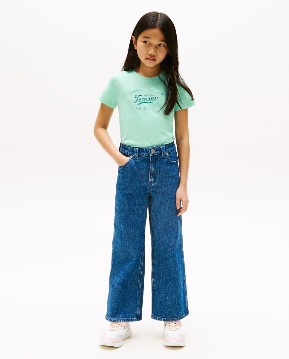 T-shirt de Manga Curta com Decote Redondo e Logótipo à Frente Verde-4