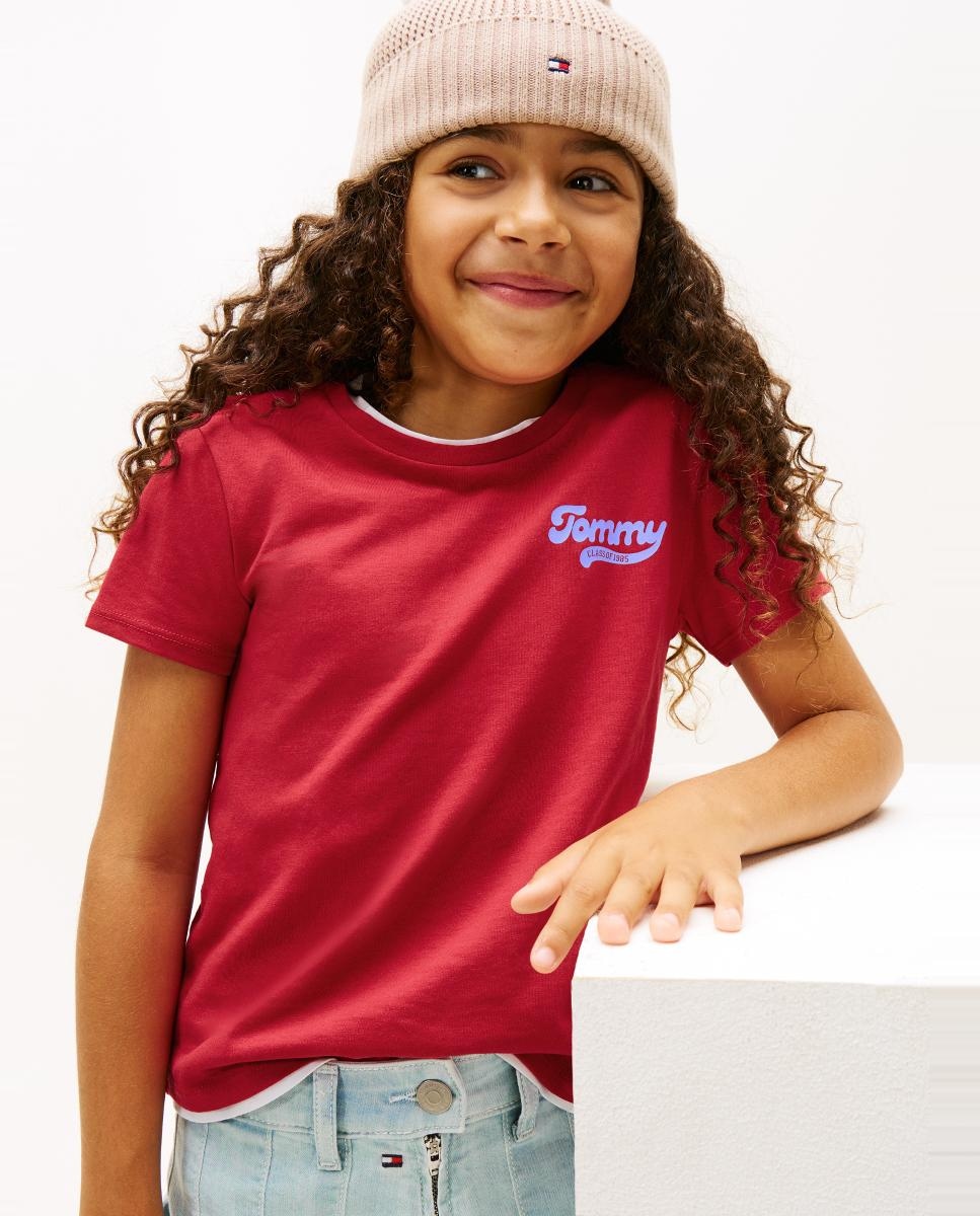 T-shirt de Manga Curta com Logótipo Varsity Vermelho-3