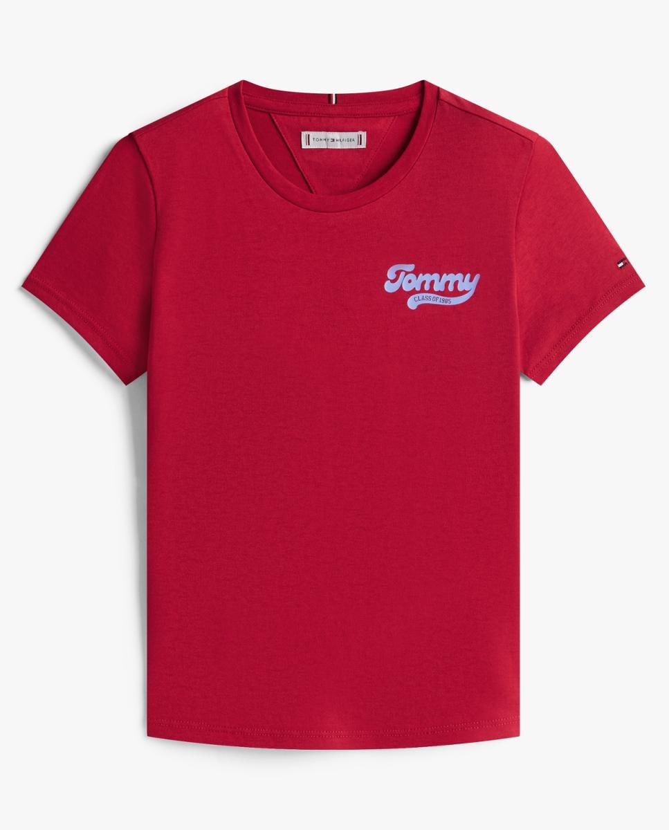 T-shirt de Manga Curta com Logótipo Varsity Vermelho-5