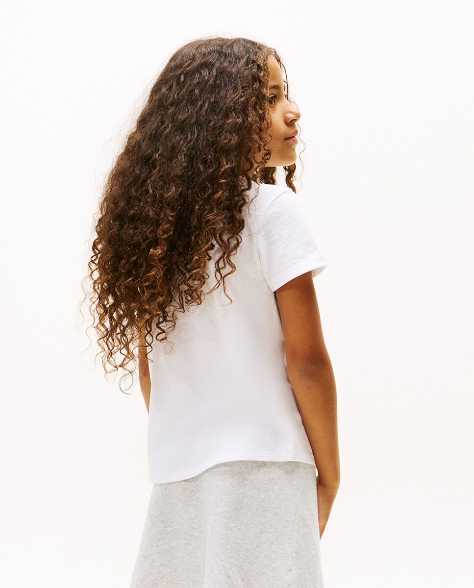 T-shirt de Manga Curta com Logótipo Varsity Branco-2