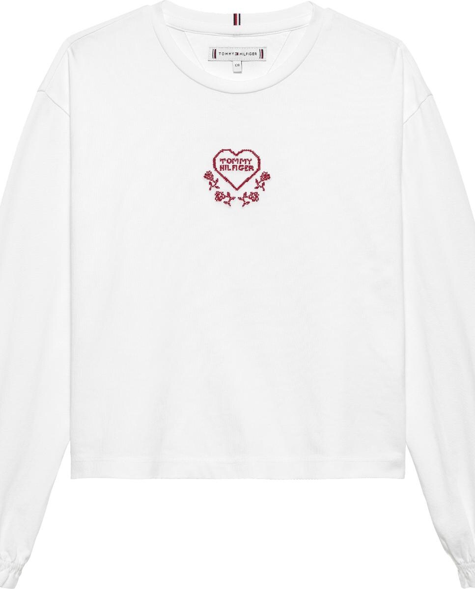 Camisola de Manga Comprida e Logótipo de Coração à Frente Branco-5