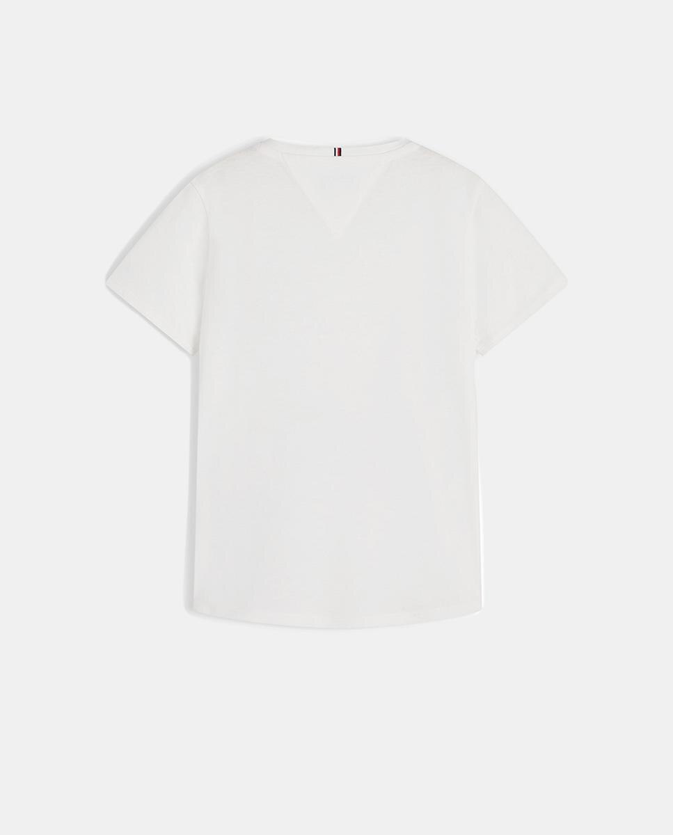 Camiseta de niña de manga corta con logo bordado - Tommy Hilfiger - Blanco Blanco-2