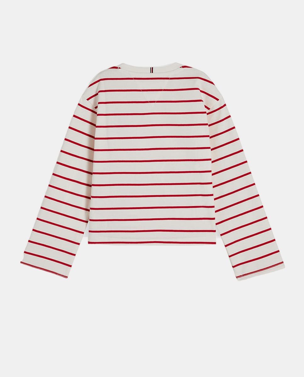 Camiseta de niña de manga larga con logo bordado - Tommy Hilfiger - Rojo Rojo-2