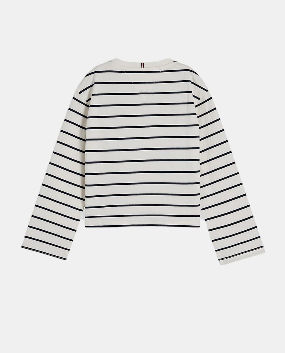 Camiseta de niña de manga larga con logo bordado - Tommy Hilfiger - Blanco Blanco-2