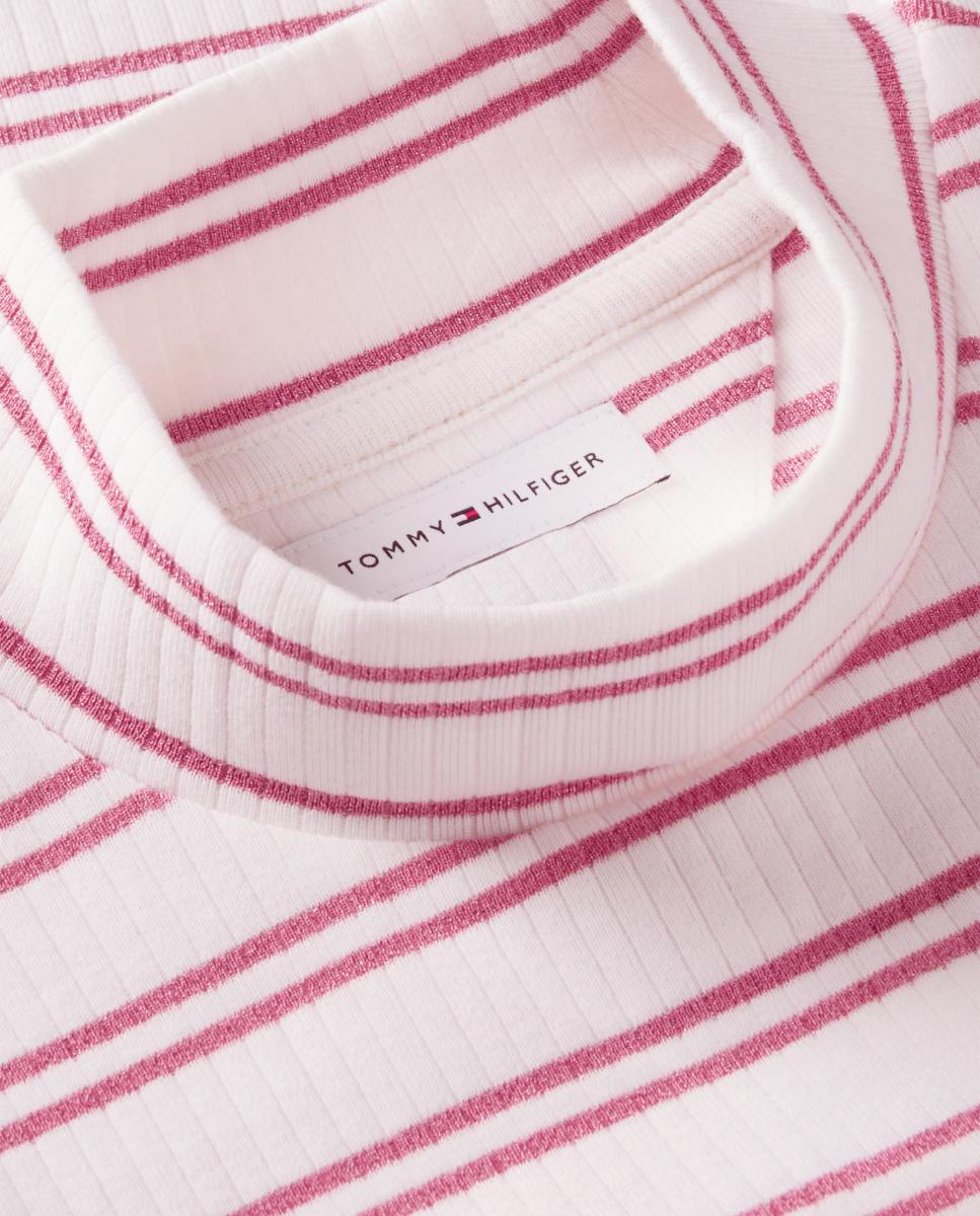Camisola de Manga Comprida e Malha Canelada Branco-3
